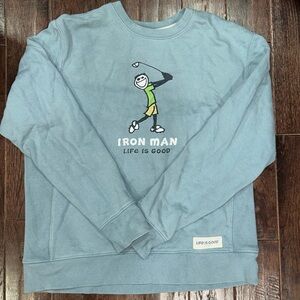 Life Is Good Men's Iron Man Blue Crewneck Sweater
